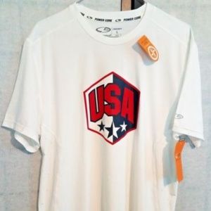 Champion White USA Power Core Shirt Men's Size L